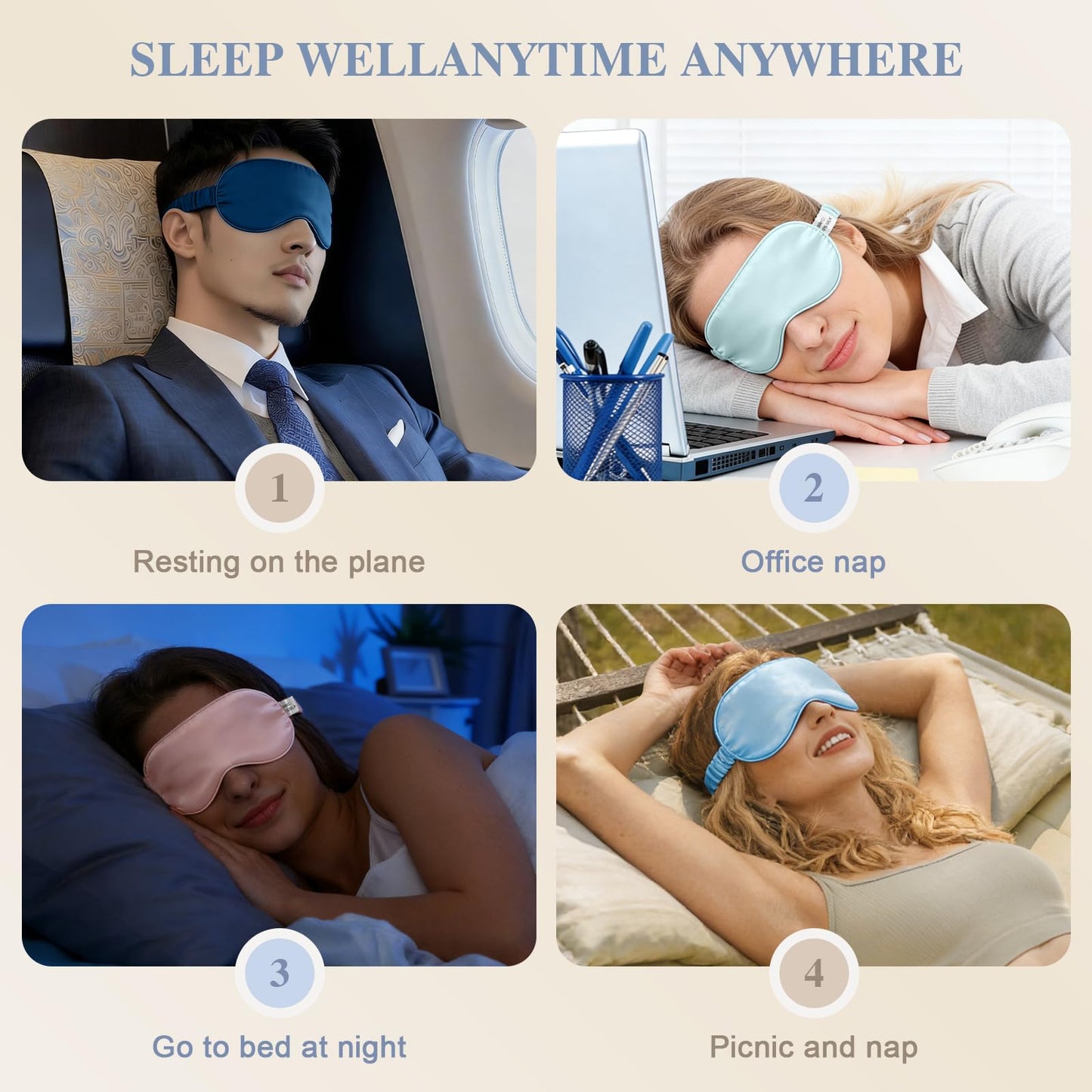 Doitory Silk Sleep Mask,Eye Mask for Sleep Women Men,Mulberry Sleeping Mask with Adjustable Strap,Blindfold Blackout Eye Mask for Travel and Full Night's Sleep,Nap