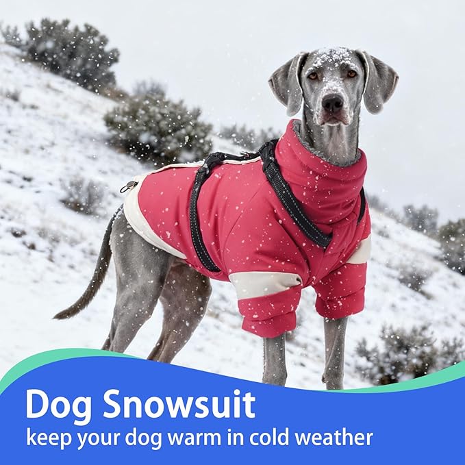 MIGOHI Snowproof Dog Jacket with Harness Reflective Small Dog Coat with Sleeves,Waterproof Fleece Winter Puffer Jacket for Dogs,Turtleneck Puppy Coats for Dogs Chilly Day,S,Pink
