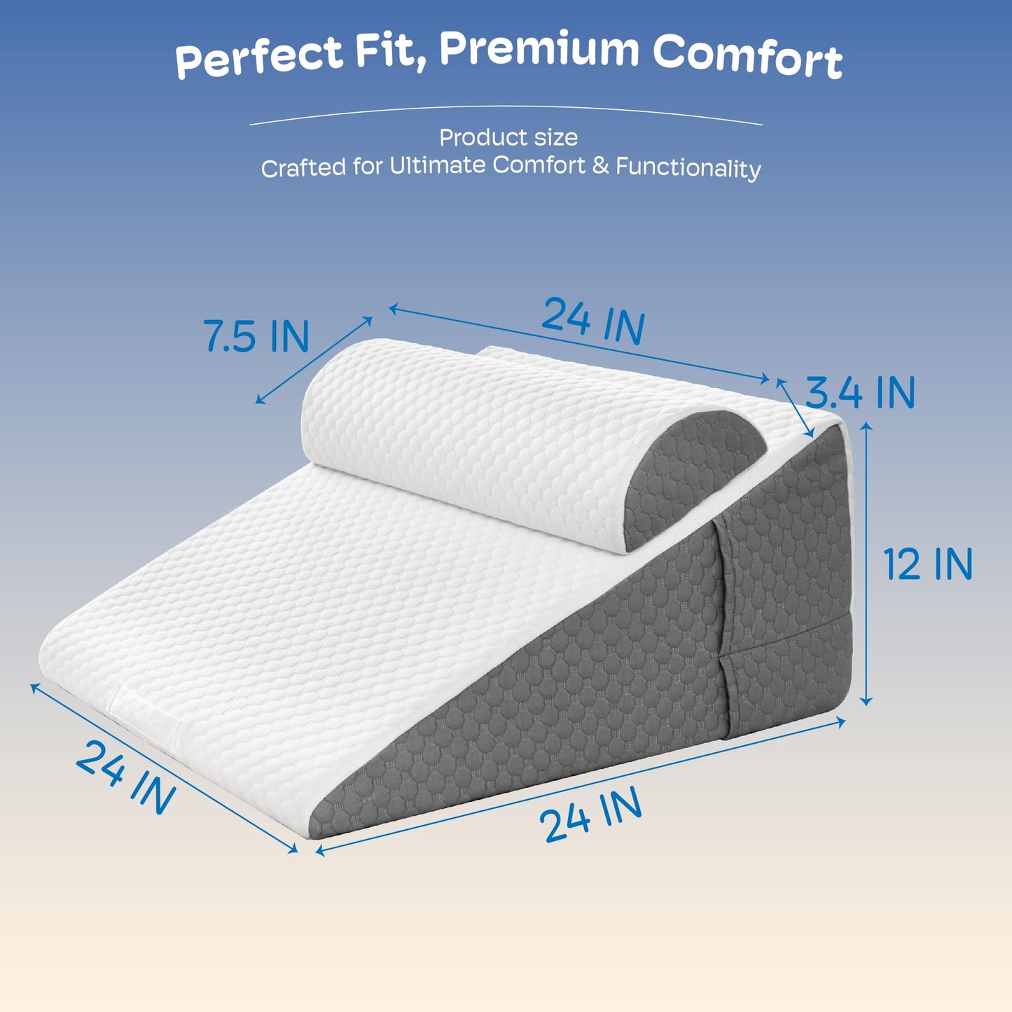 Simpledad Wedge Pillow for Acid Reflux and Back Pain Relief, Snoring, Bed Wedge Pillow for Sleeping After Surgery. Triangle Pillow Wedge, Cooling Memory Foam Top