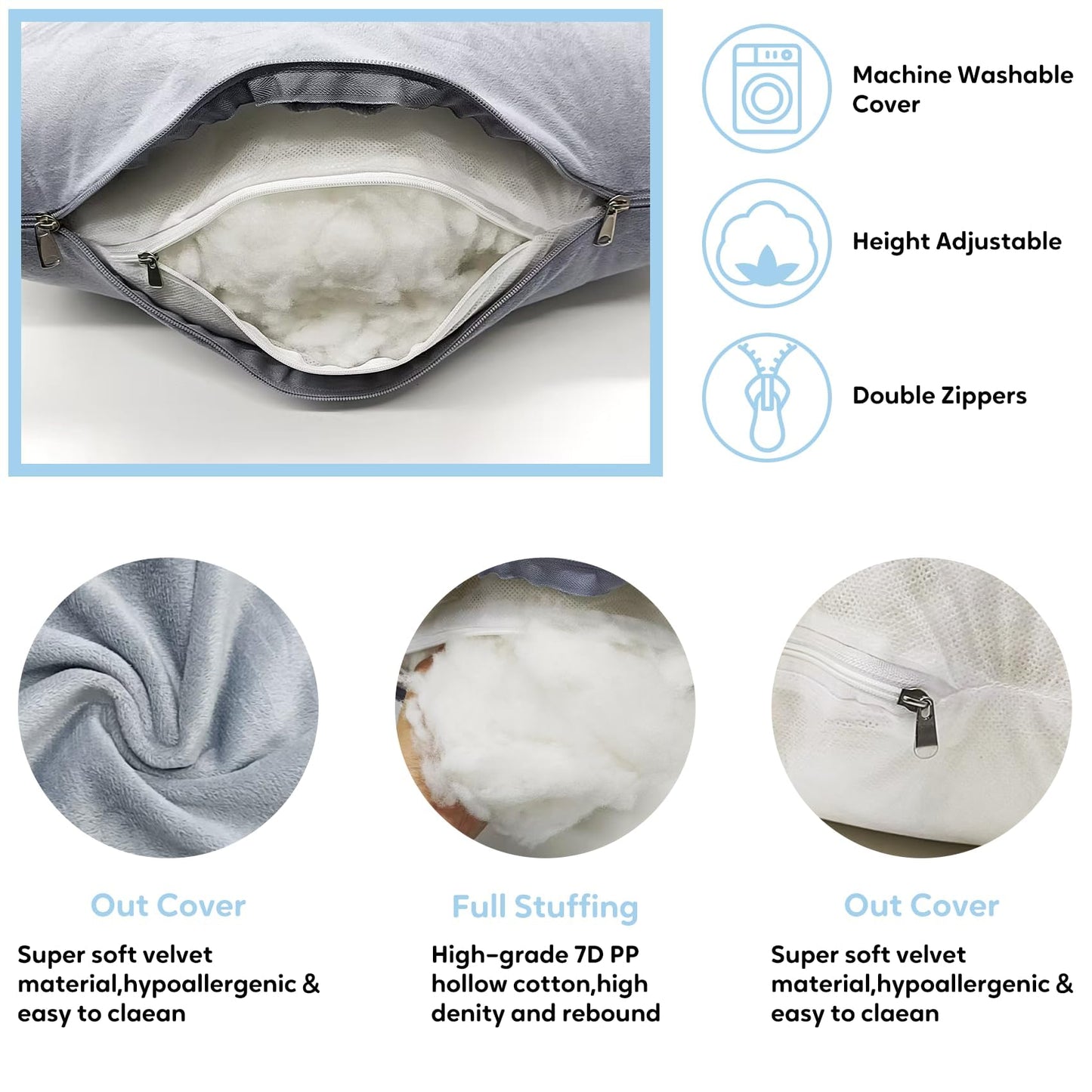 Wodsfay U-Shaped Pregnancy Pillow for Sleeping, Full Body Support for Back, HIPS & Belly - 57 Inch Maternity Pillow with Machine Washable Cover | Maternity Essential