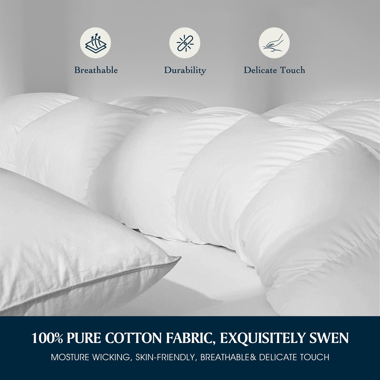 Serta Goose Feather Down Fiber Comforter Queen Size - 100% Cotton Cover Duvet Insert - Hotel Luxury Hypoallergenic Bedding Comforter All Season Medium Warmth 90 x 90 Inch White