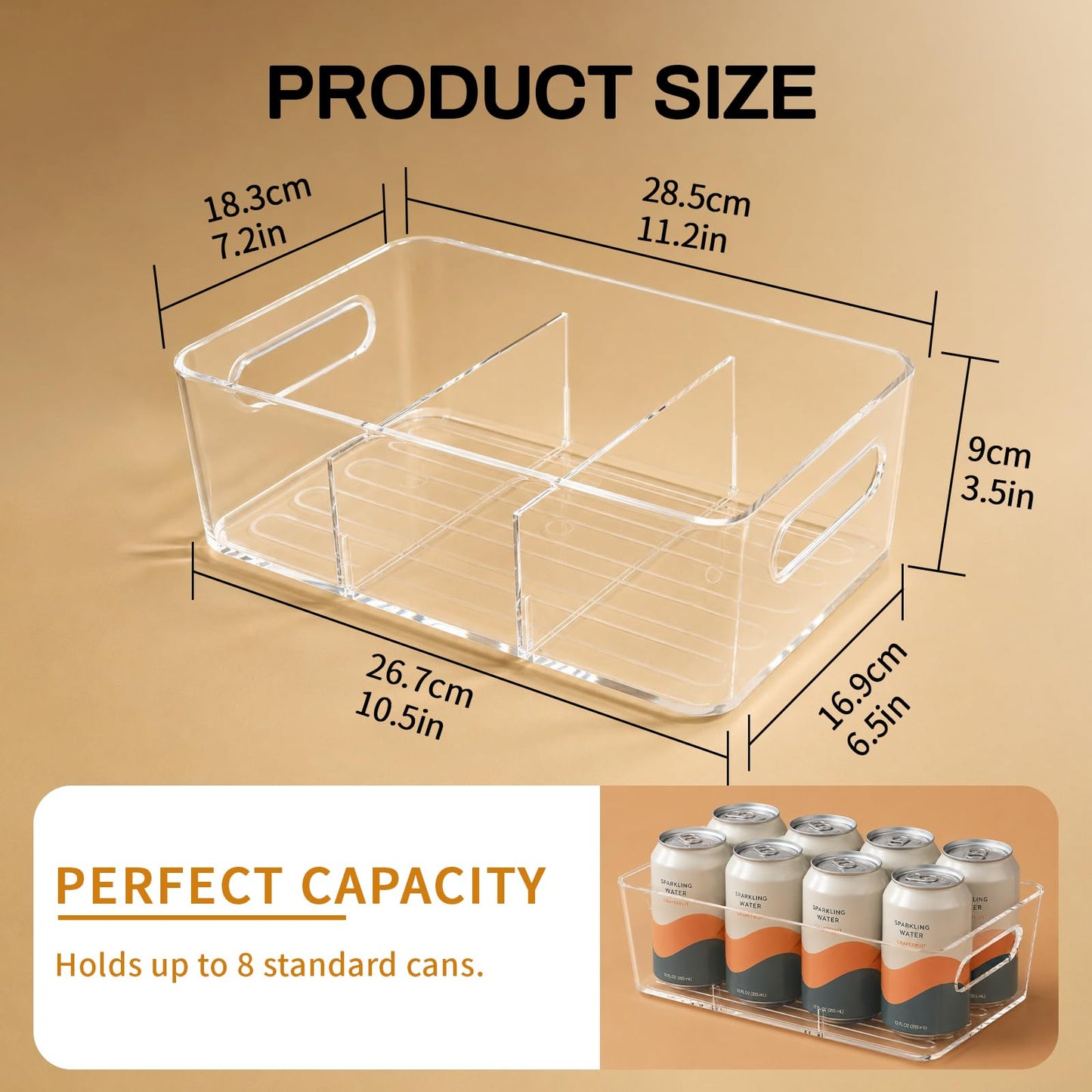 Mpotmiy Pantry Organizers and Storage , 8 Pack Snack Organizer for Pantry Shelf,Food Storage Bins with Divider,Clear Containers for Organizing,Transparent Plastic Basket,Refrigerator and Fridge Bins