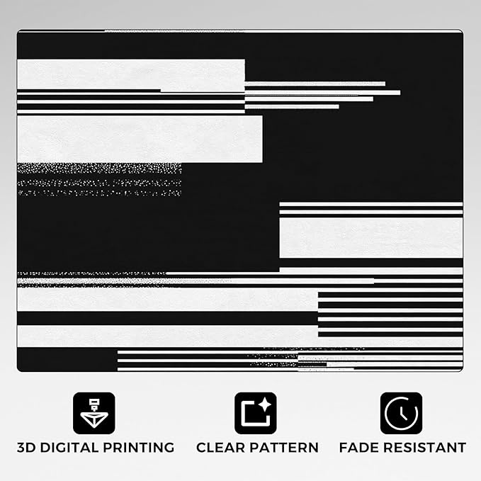 Black and White Stripe Rugs for Home Decor, 6x8 ft, Modern Stripes Area Rugs for Living Room, Soft Non Slip Washable Abstract Striped Carpet Bedroom Decorations Dt-Ghf-31