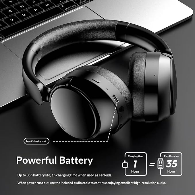 Noise Cancelling Headphones,Wireless Bluetooth 5.4 Over-Ear Headphones,ANC Active Noise Canceling, Long Battery Life, and a Foldable Design Make it Suitable for Travel, Sports, and Gaming. (1pcs)