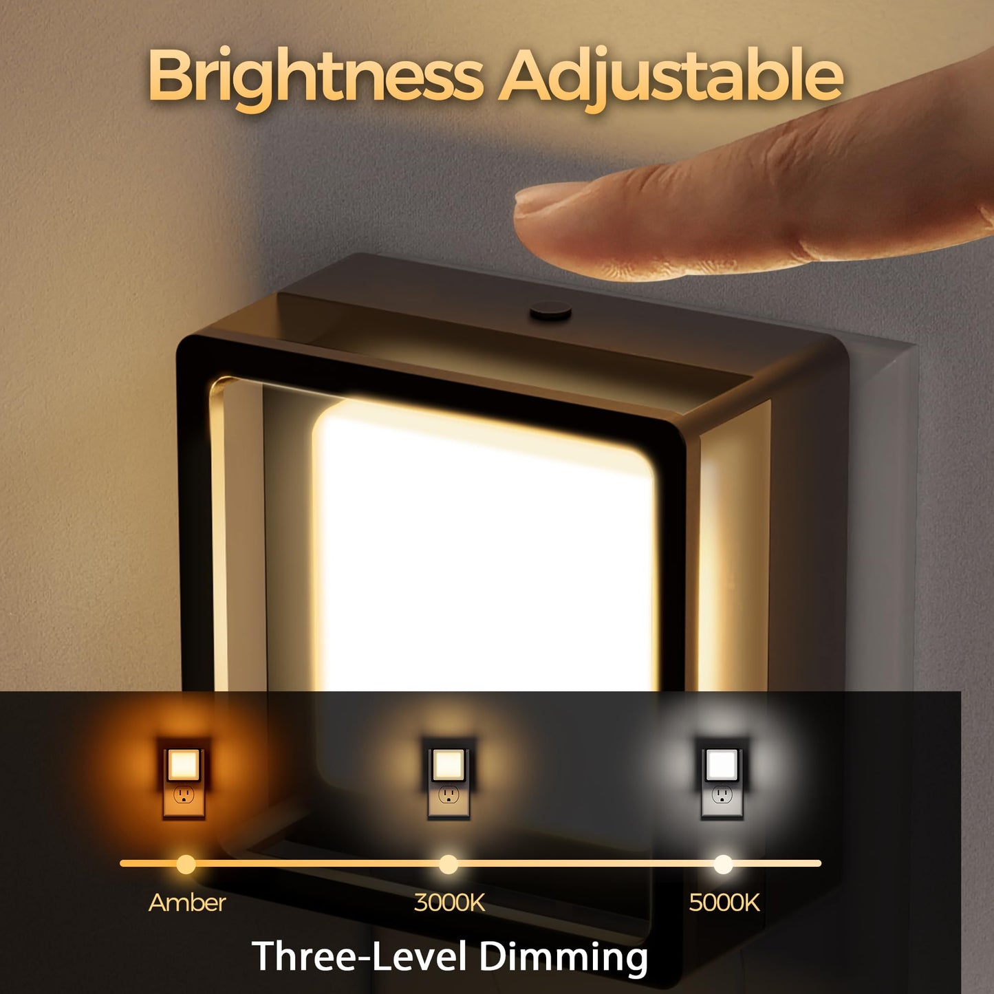 DORESshop LED Night Light, Night Lights Plug Into Wall [2 Pack] with Dusk-to-Dawn Sensor, Dimmable Nightlights, Adjustable Brightness for Bathroom, Hallway, Bedroom,Kids Room,Stairway,3CCT