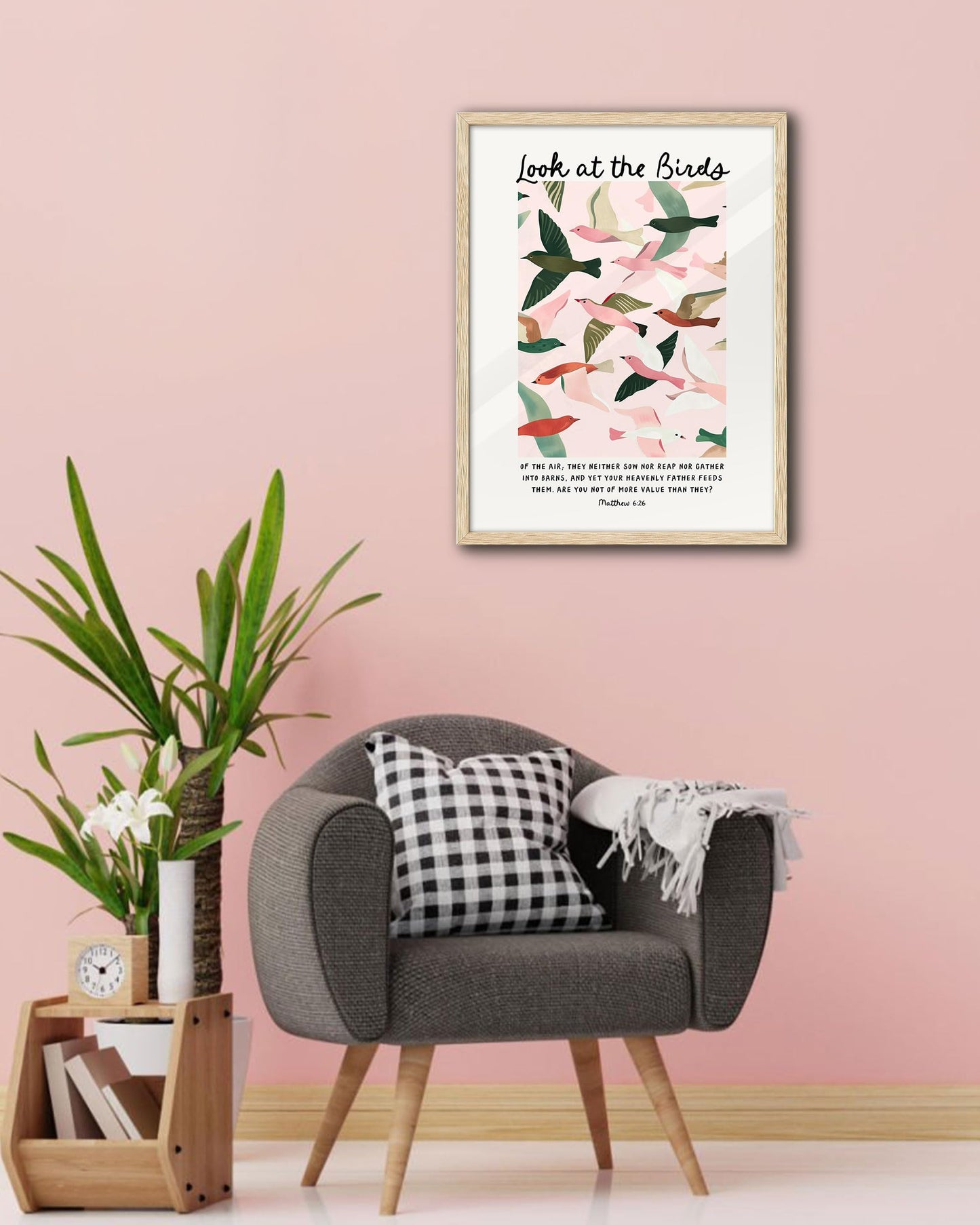 EcoHest 12x16 in Matthew 6:26 Look at the Birds Framed Christian Wall Art