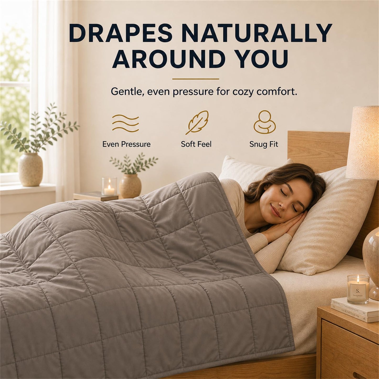Smart Queen Weighted Blanket for Adults(41"x60",5lbs, Grey) Soft Cooling Heavy Blanket for Sleeping, Breathable Blanket with Glass Beads Perfect for 40-60 lbs,All Season,Machine Washable
