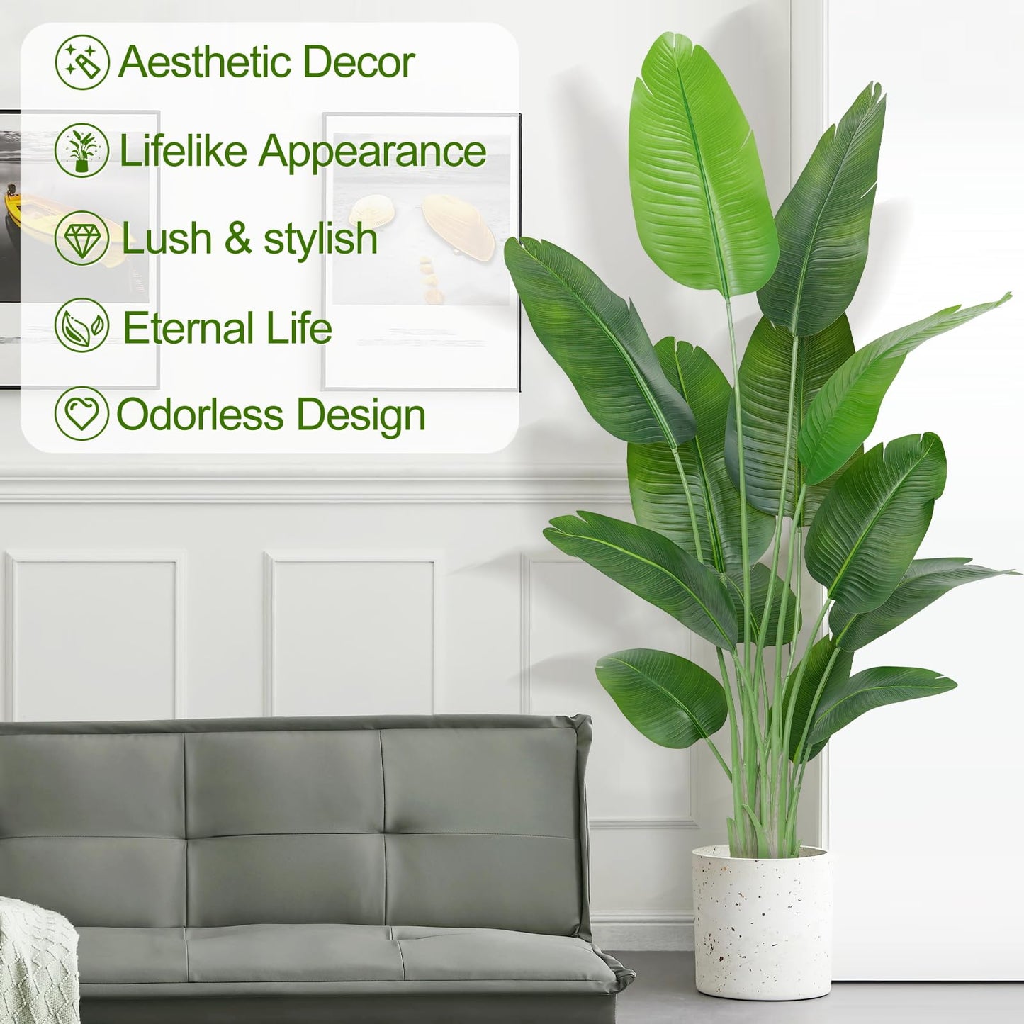 Keeplush Lifelike Bird of Paradise Artificial Plant,6ft Faux Banana Leaf Tree with 13 Trunks - Perfect Indoor Silk Floor Plant for Home Decor in Living Room, Office, and Bedroom 1Pack
