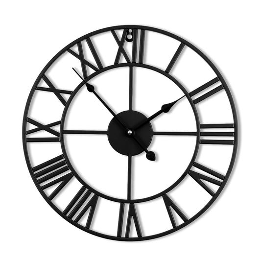 Blorple 16inch/40cm Wall Clocks Battery Operated,Wall Clocks for Living Room Decor, Bedroom,Office,Bathroom,Silent,Large Wall Clock for Home and Kitchen,Farmhouse (Iron Roman Numerals, 16 inches)
