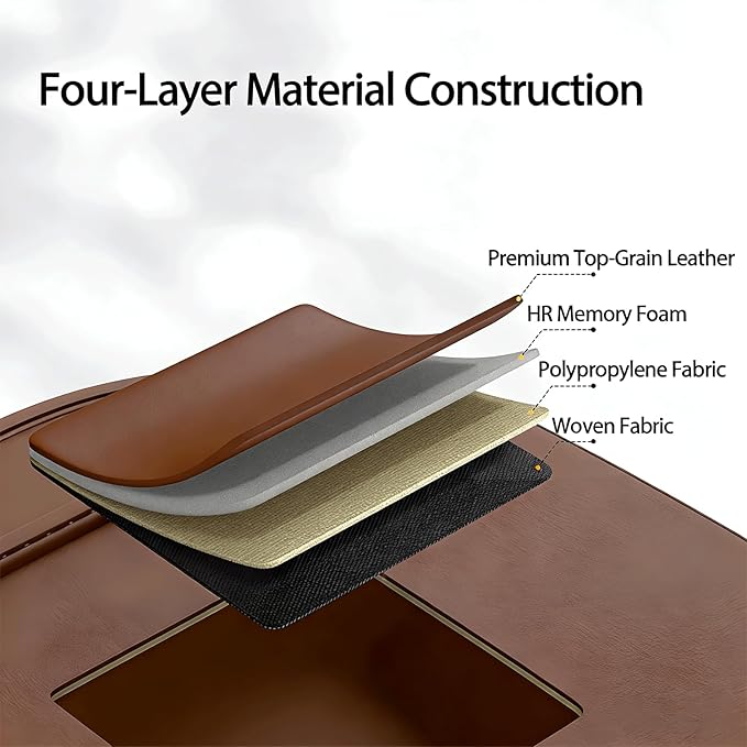 FASTAGEI Universal Foldable Car Backseat Organizer with Table Tray, Car Seat Back Protector with Touch Screen Phone Holder, Premium Leather Kick Mats with Storage Pockets Tissue Holder (Brown)