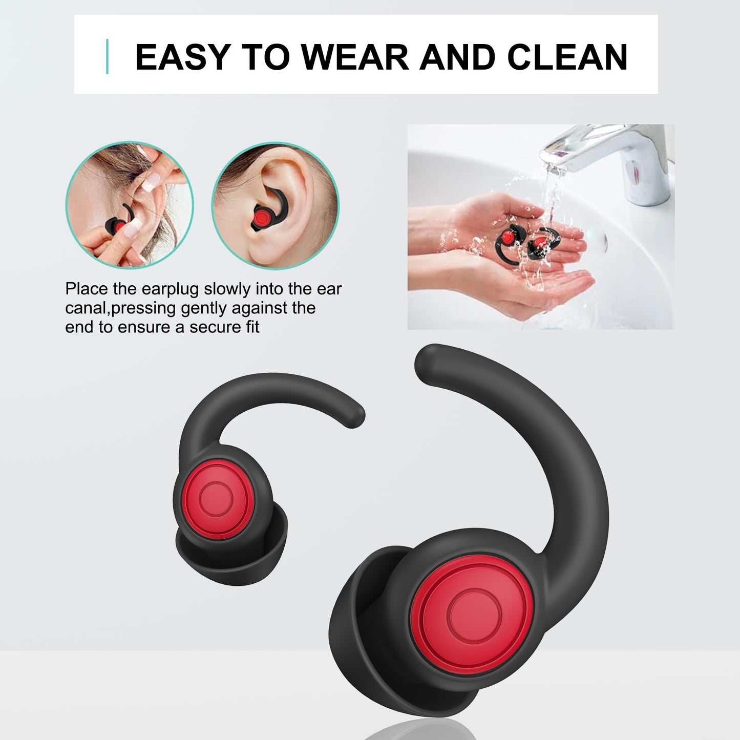 WUTAN Ear Plugs for Sleeping, 33dB Noise Cancelling Silicone Reusable