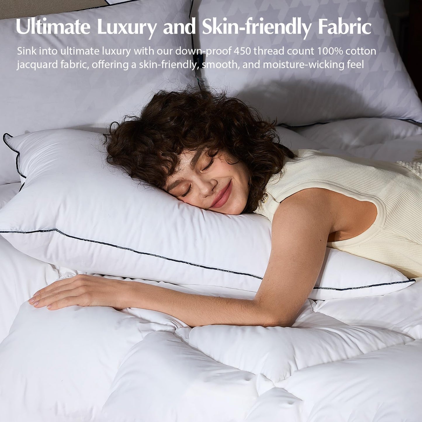 Pacific Coast Bed Pillow, Luxury Hotel Collection White Goose Down Pillow for Sleeping, 650 Fill Power, 450 Thread Count 100% Cotton Jacquard Fabric, Luxury Plush Feel, Soft, Standard Size, 1 Pack