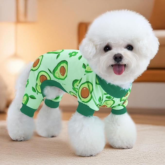 XPUDAC 4 Pieces Dog Pajamas Small Sized Dogs Boy Girl Strechy Soft Pjs Summer Pet Clothes for Dog Cat Puppy Onesies, S