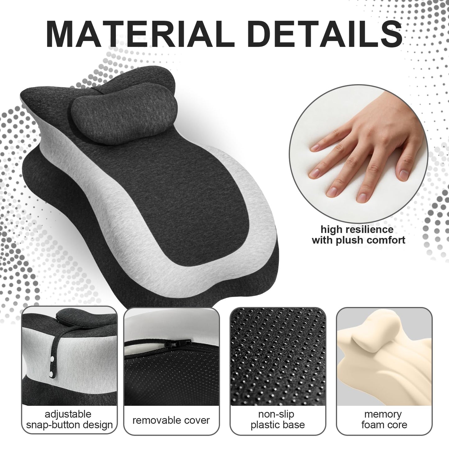 Wacalarda Memory Foam Wedge Pillow, Ergonomic Reading Pillow for Bed, Waist and Neck Support, Quick Rebound & Plush Comfort