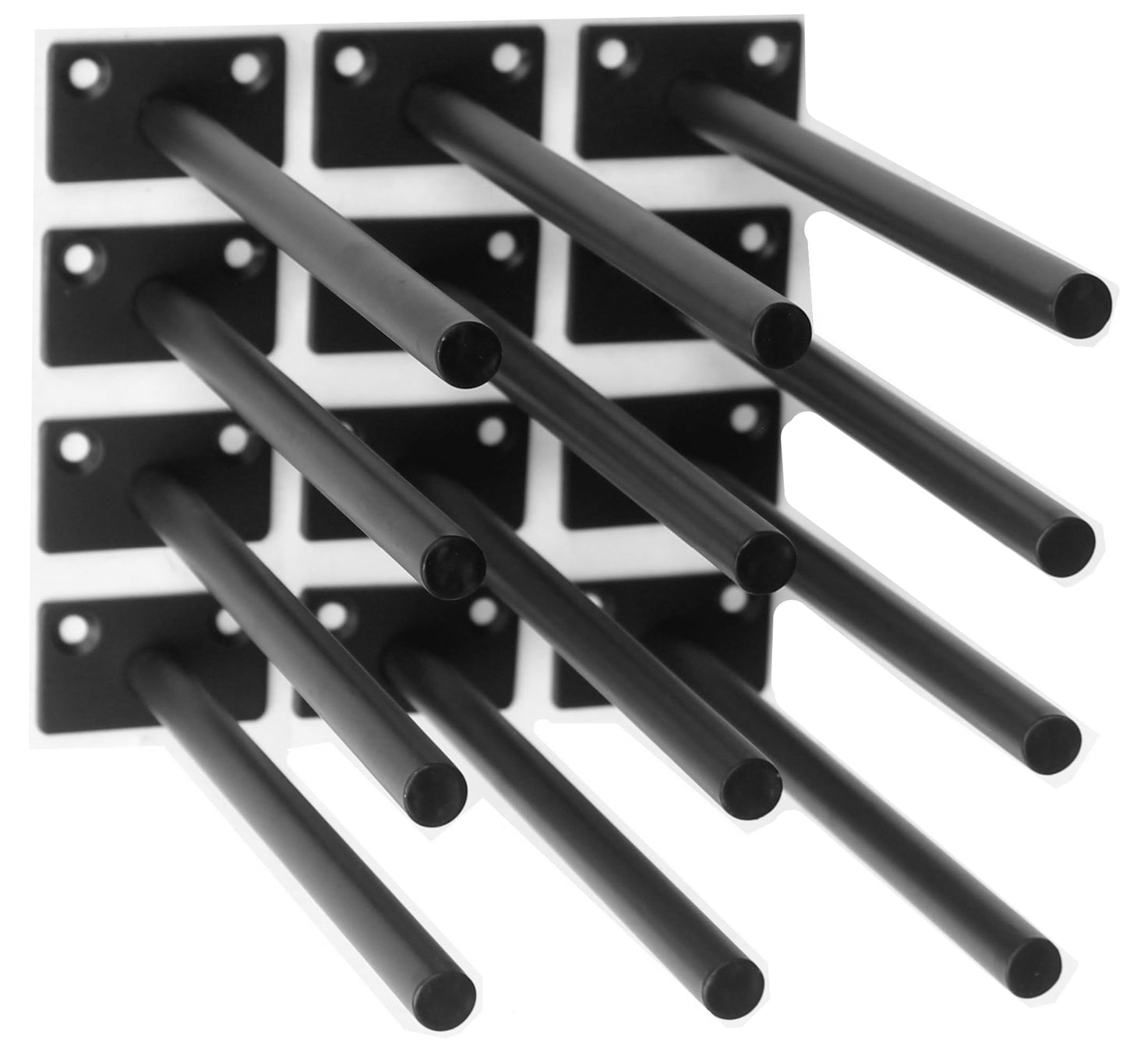 12 Pcs 8" Black Solid Steel Floating Shelf Bracket Blind Shelf Supports - Hidden Brackets for Floating Wood Shelves - Concealed Blind Shelf Support – Screws and Wall Plugs Included