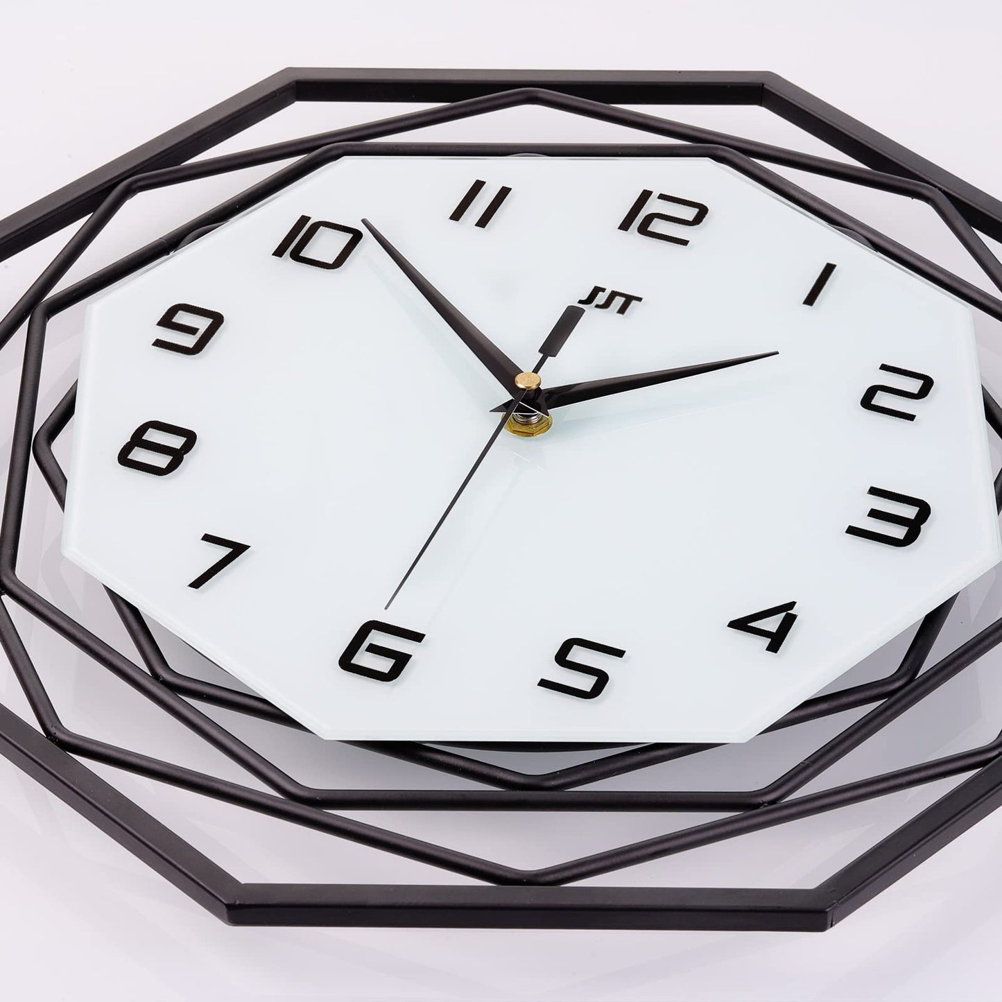 JUJUDA Large Wall Clock for Living Room Decor Modern Big Wall Clock for Kitchen Bedroom Home Decoration Extra Giant Black Clock Battery Operated for Dining Room Bathroom Office Decorative 18 Inch