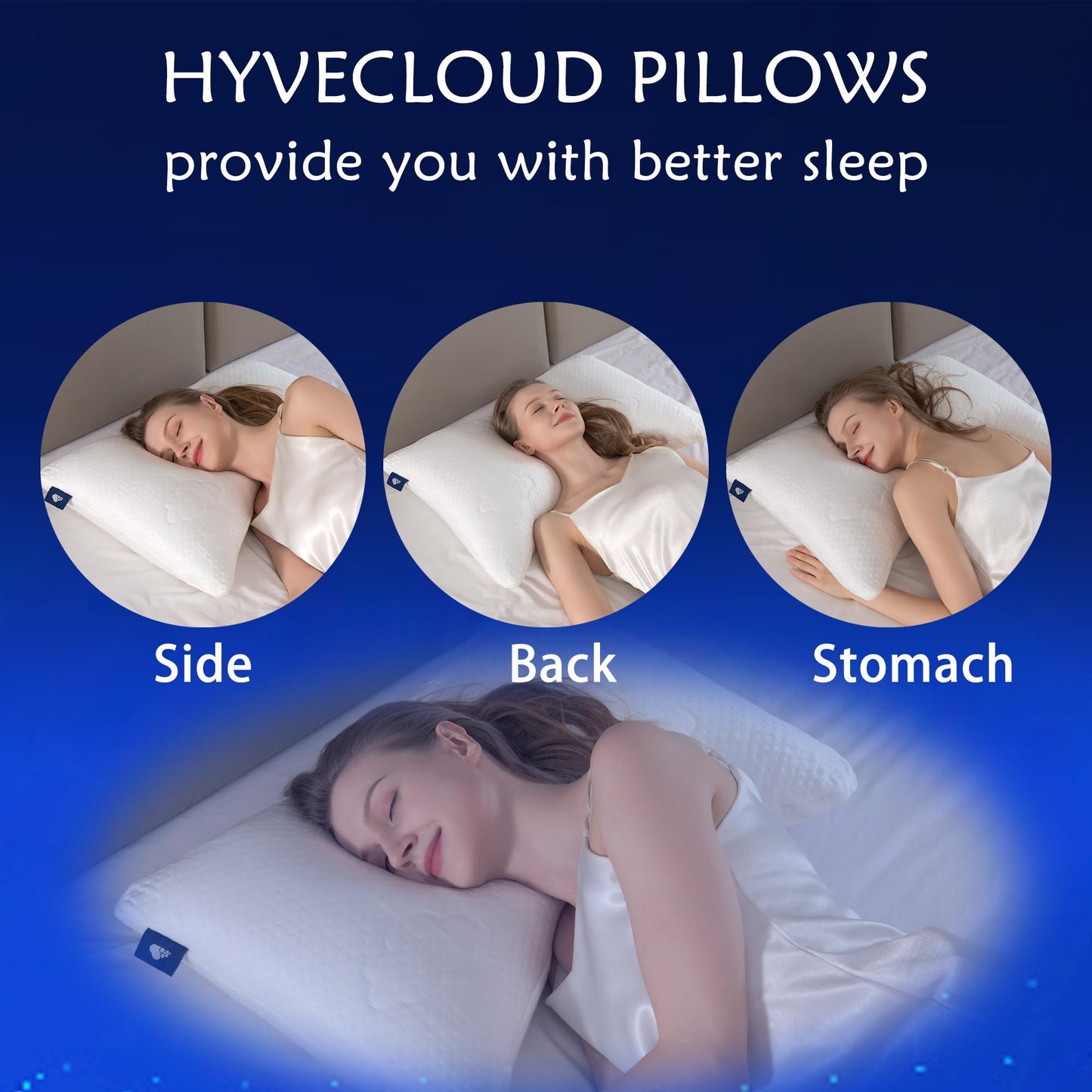 HYVECLOUD Shredded Memory Foam Pillows for Deep Sleep Bed Pillow for Neck Support with Removable & Washable Cover,Bend(Pack of 1)