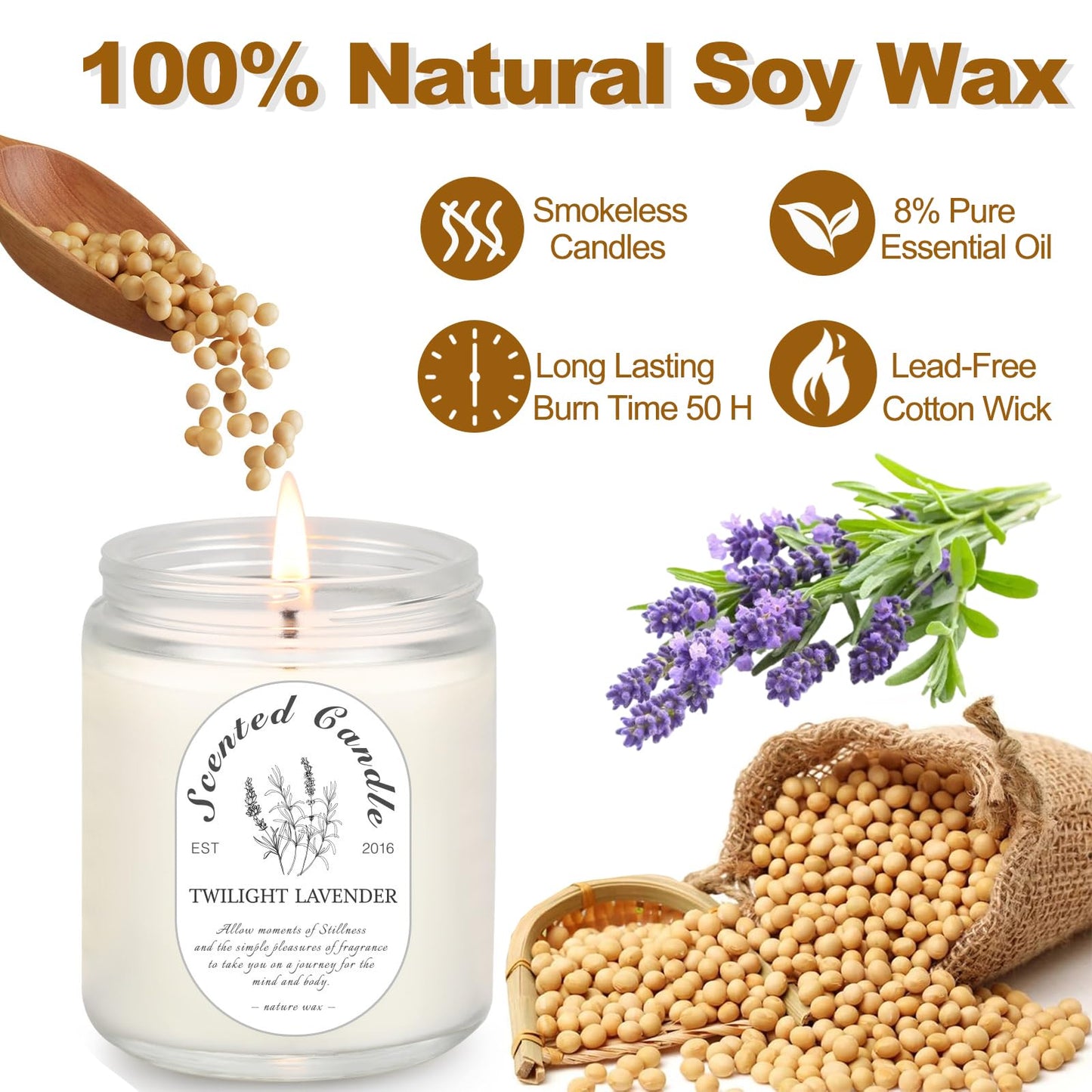 Scented Candle Gift Set, 4 Pack Soy Wax Scented Candles for Home – Lavender, Sage & Ponderosa Pine – Aromatherapy Candles for Relaxation, Stress Relief & Gifts for Women