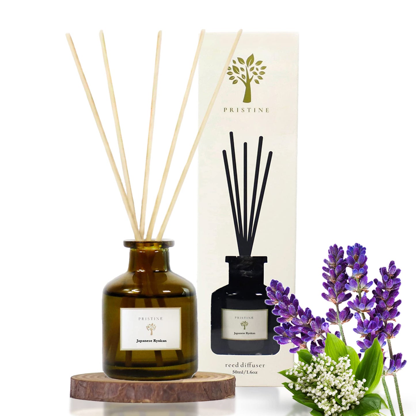 PRISTINE Japanese Ryokan/Inspired by Shang Hotel Reed Diffuser for Home | Fresh Lavender, Moroccan Amber Reed Diffuser Set, Oil Diffuser & Reed Diffuser | Home & Office Decor | Fragrance Gift