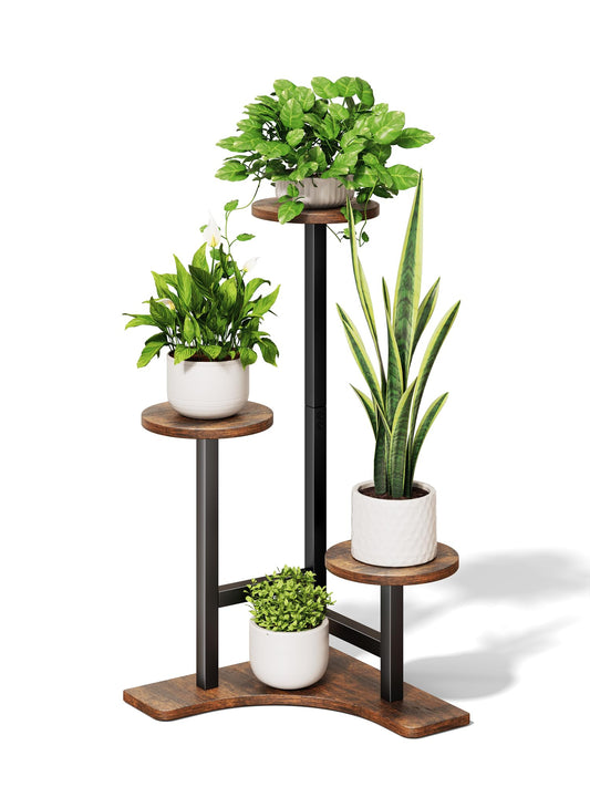Homsorout Plant Stand Indoor, 3 Tier Corner Plant Stand for Multiple Plants, Metal Corner Shelf Flower Rack Organizer for Living Room, Balcony, Patio, Garden, Rustic Brown
