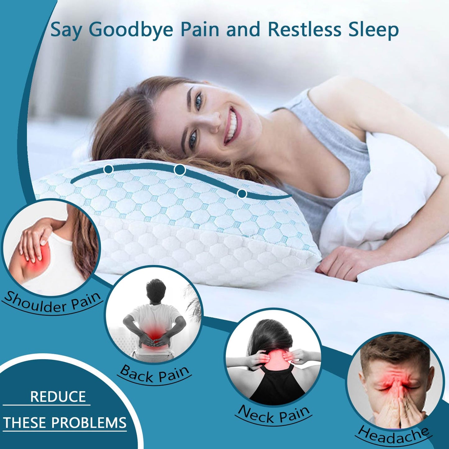 Mooppom Cooling Pillows for Sleeping, Shredded Memory Foam Cooling Pillow for Hot Sleepers, Adjustable Cool Bed Pillows for Side Back Stomach Sleepers(Queen)