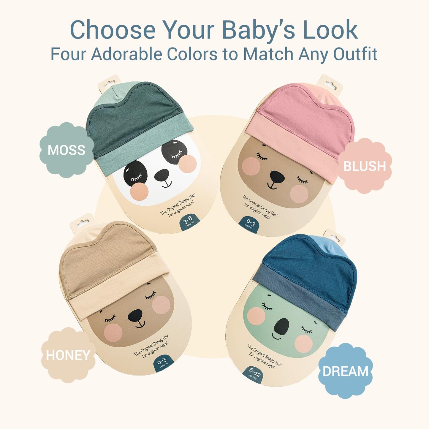 Sleepy Hat The Original Baby Sleep Mask & Soft Eye Shade – Newborn Hat, Sun Hat & Beanie for Travel, Home Yellow – 6-12M