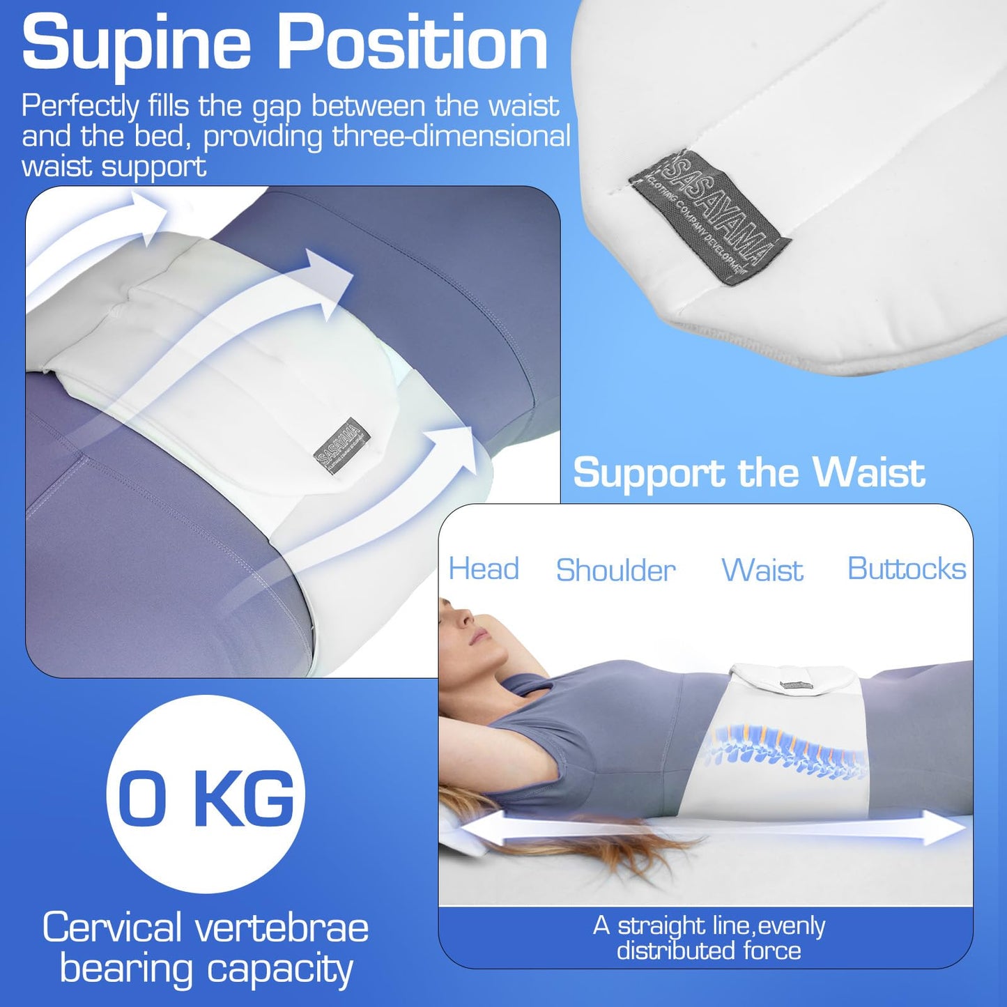 Procellatech Lumbar Support Pillow for Sleeping - Lumbar Sleeping Pillow， Lower Back Sleep Pillow for Pain Relief
