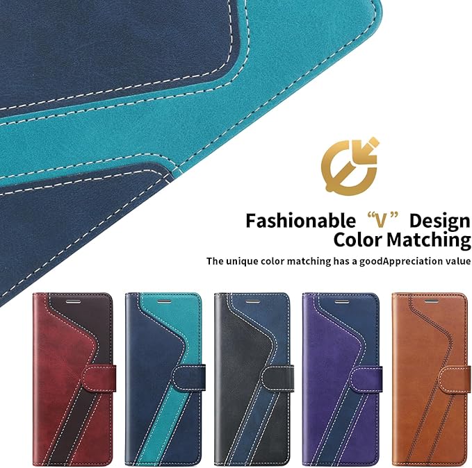 CIVICASE for iPhone 16 Pro Max Wallet Case,PU Leather Flip Case RFID Blocking Credit Card Holder Folio Magnetic Stand TPU Shockproof Cover Compatible with iPhone 16 Pro Max, Blue Green
