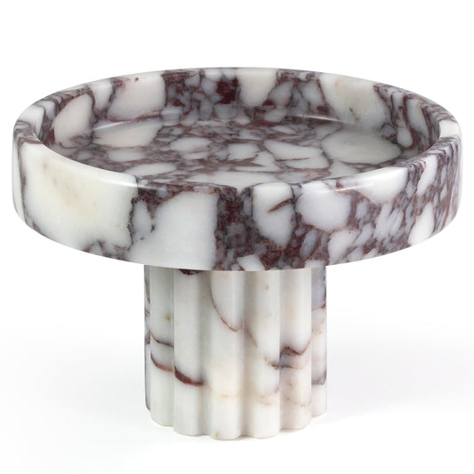 YMXYJM,Natural Marble Pedestal Tray,Decorative Display,Calacatta Viola