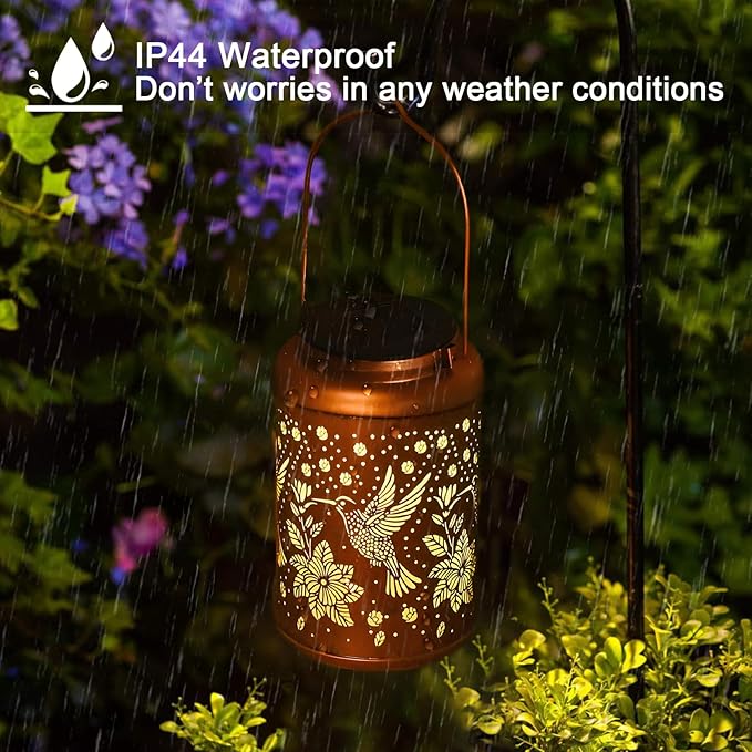 Gifts for Women Men Mom, 2 Pack Hummingbird Solar Lights Outdoor Waterproof, Mothers Day Gifts Decoration Outside for Outdoor, Yard, Lawn, Balcony Garden Decor Solar Lantern