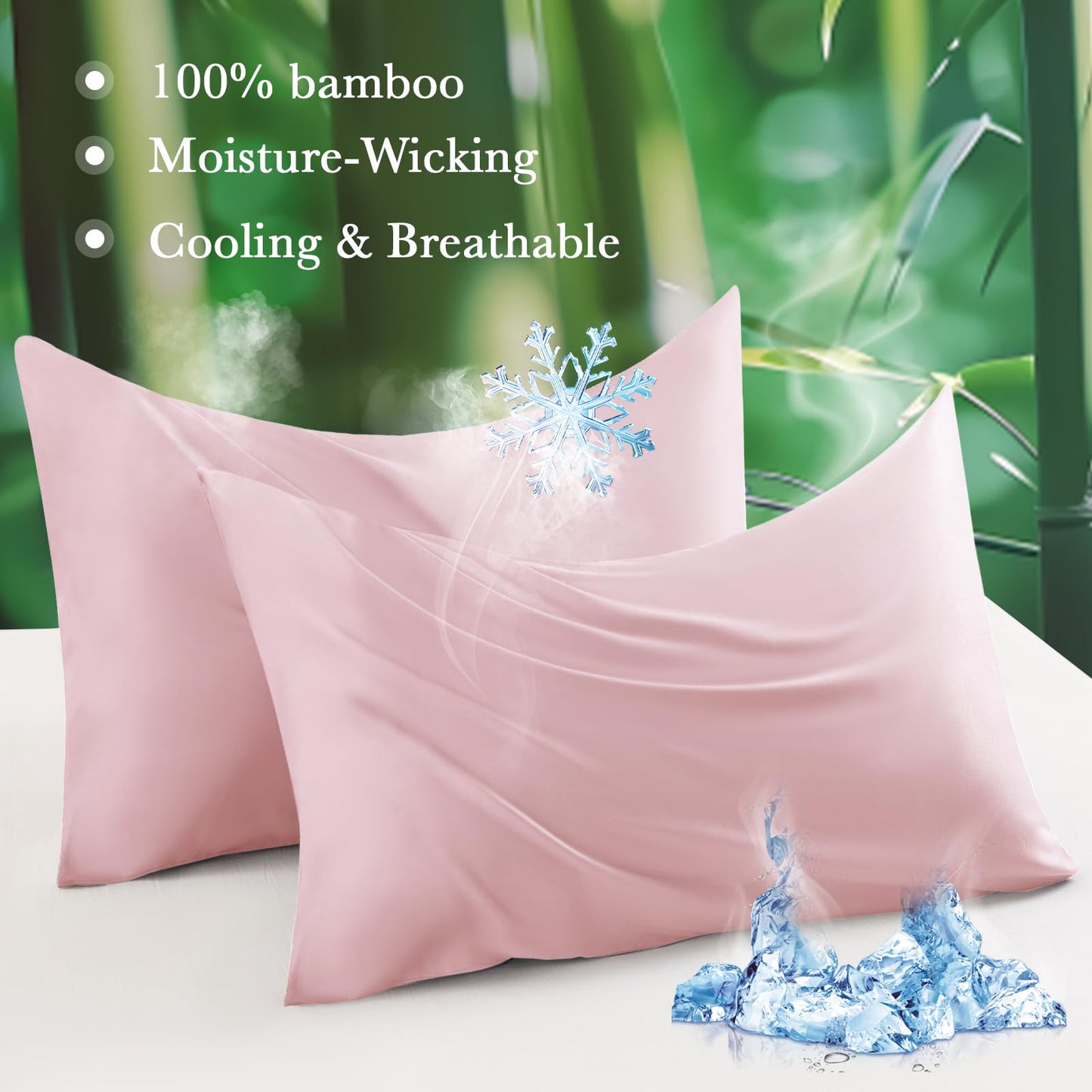Curved Pillow Case Queen Size, Side Sleeper Pillow Cases Cover Cooling Rayon Derived from Bamboo with Zipper for hot Sleepers Hair and Skin, Breathable Silky Soft Pillowcase 1 Pack 20 * 30 Inches