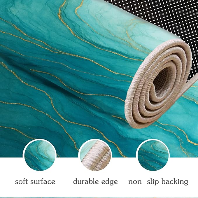 Luxury Marble Rug - 3x4 Rug, Abstract Marble Outdoor Rugs, Abstract Modern Entryway Rugs, Washable & Non Slip Carpet Home Decor