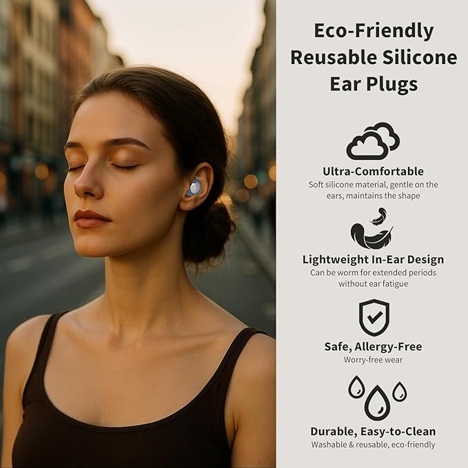 Ear Plugs for Sleeping Noise Cancelling, Ear Plugs for Noise Reduction with 8 Eartips, Reusable Noise Cancelling Ear Plug for Concerts - Blue, Silicone Hearing Protection Earplug 30db