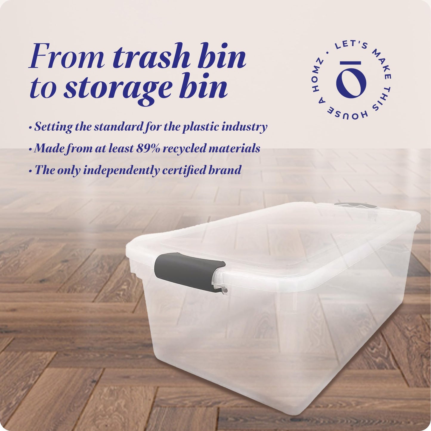 HOMZ Multipurpose 66 Quart Clear Storage Container Tote Bins with Secure Latching Lids for Home or Office Organization, (2 Pack)