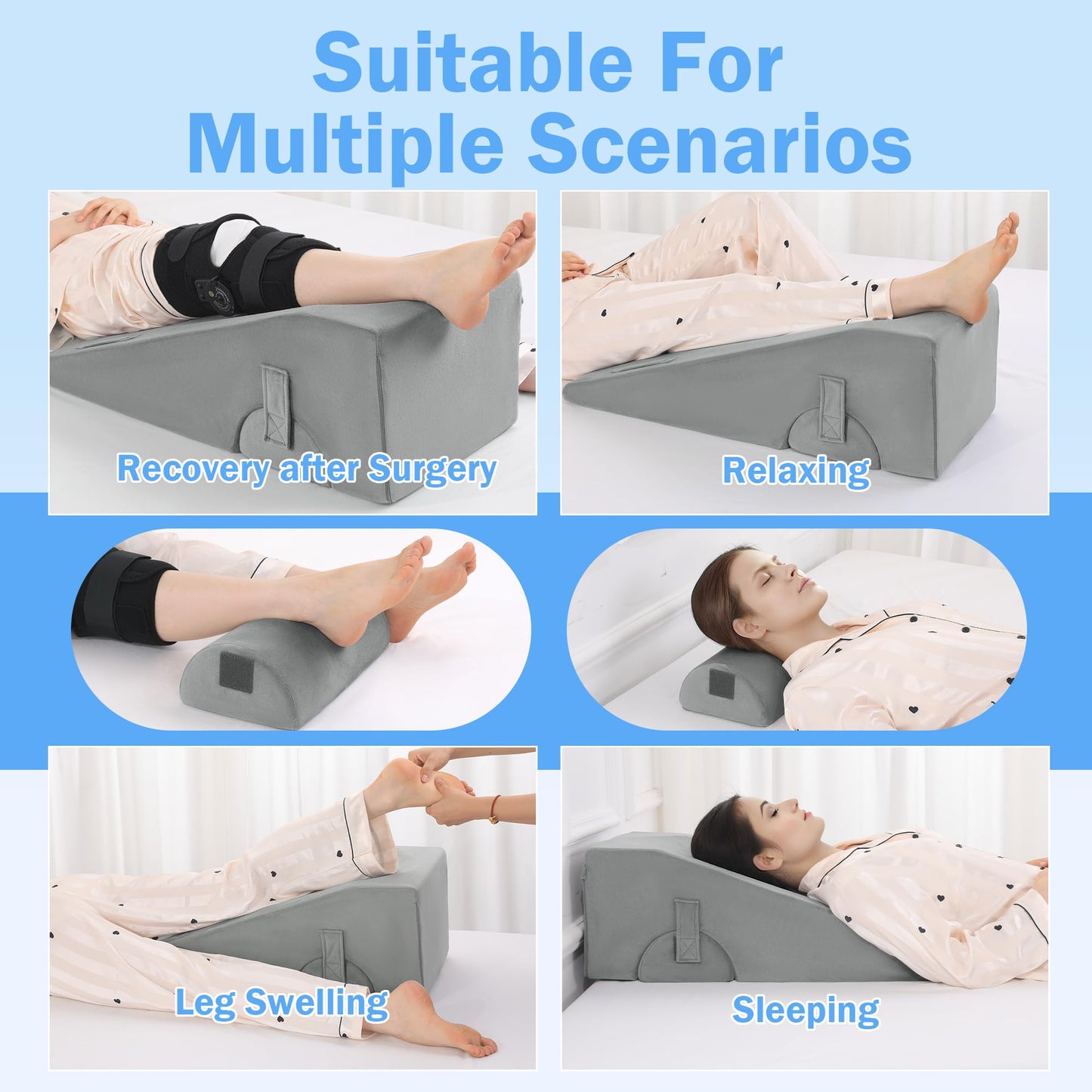 ROYALAY Knee Replacement Pillow, Leg Pillow for Knee Surgery Recovery with Different Height, Leg Surgery Recovery Equipment for Hip Foot Ankle, Single