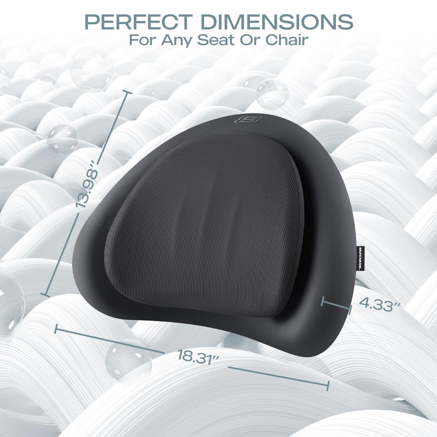 Skechers Lumbar Pillow Premium Memory Foam,Double-Layer-Office Chair Cushion for Tailbone Pain Relief,Butt Pillow for Office Chair,Car seat Cushion,Long Sitting Office Workers,and Car Drivers,Black