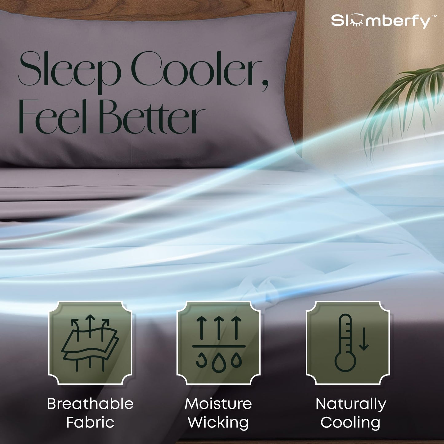 Slumberfy 4-Piece 400 TC Viscose Derived from Bamboo Sheets, King Size - 1 Fitted, 1 Flat, 2 Pillow Cases - Deep Pocket Cooling Viscose-Bamboo Bed Sheets in Magnetic Closure Gift Box, Grey