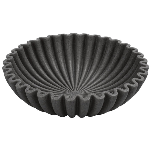 YMXYJM Large Decorative Bowl, Modern Handicraft Bowls for Home Decor, Decorative Fruit Bowl for Kitchen, Ruffle Bowl Decor, Stylish Key bowl for Entry Table, Artificial Stone Black