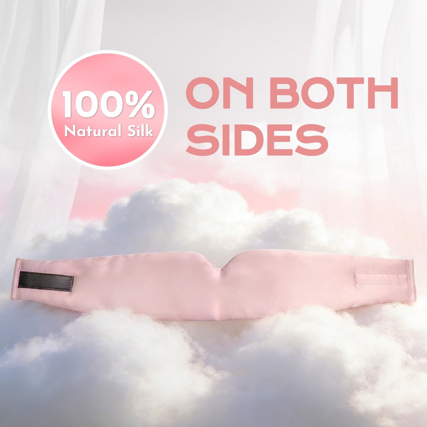 100% Natural Silk Sleep Masks for Women, Mulberry Blackout Sleeping Mask for Side Sleeper, Adjustable Strap Eye Cover, Travel Rest Essentials, Fits All Head Sizes(Pink)