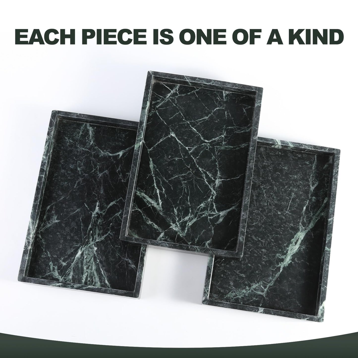 Koville Natural Marble Tray, Coffee Table Vanity/Decorative Tray for Jewerly, Watch, Perfume Candle Storage for Bedroom/Bathroom/Kitchen Countertop