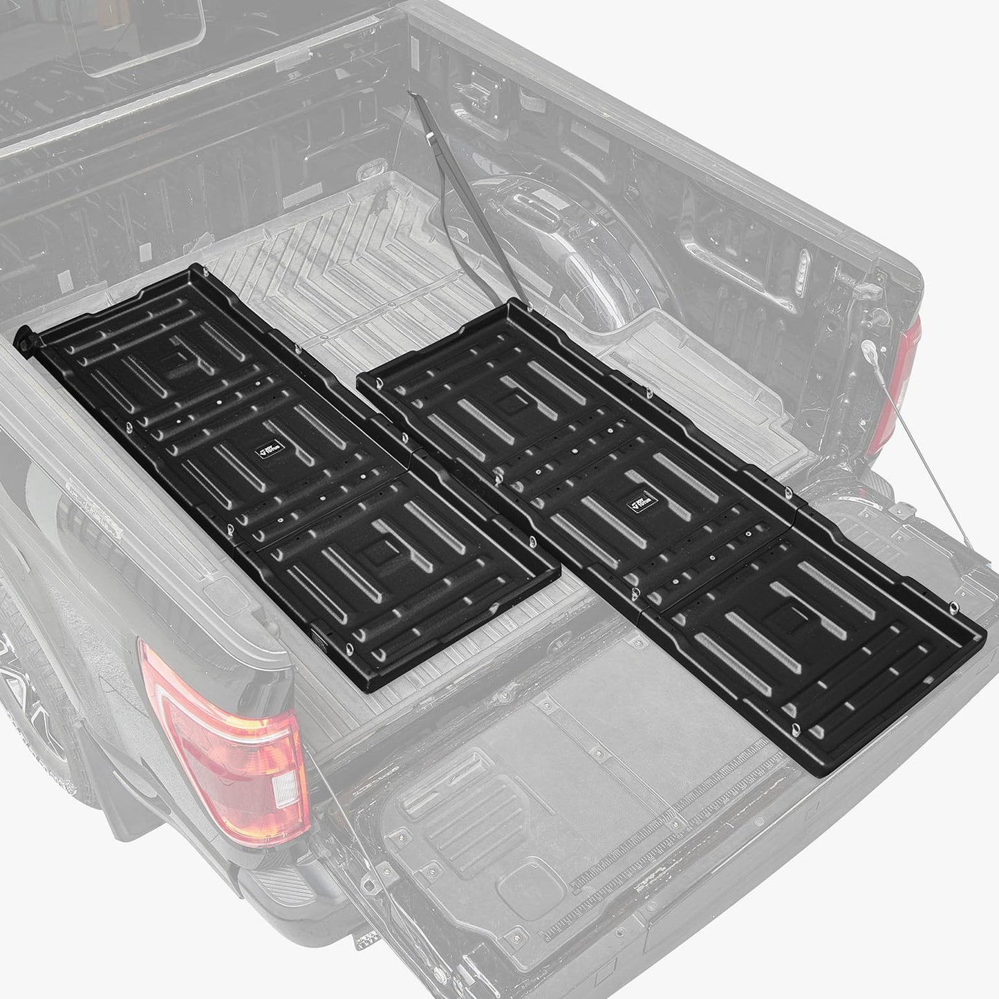 JOYTUTUS Adjustable Slide-Out Truck Bed Cargo Tray Compatible with Ford Silverado Ram GMC Sierra Gladiator Toyota Tacoma, HDPE Heavy-Duty Cargo Storage Tray, 350 LBS Load Capacity