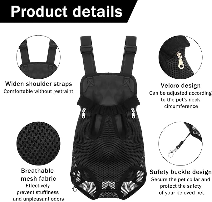 Pet Travel Leg-Out Backpack Cat Backpack Carrier Adjustable Pet Front Carriers Cat Bag Hands-Free Dog Carrier Backpacks Holder for Small Medium Dogs Cats Camping Traveling Cycling Walking