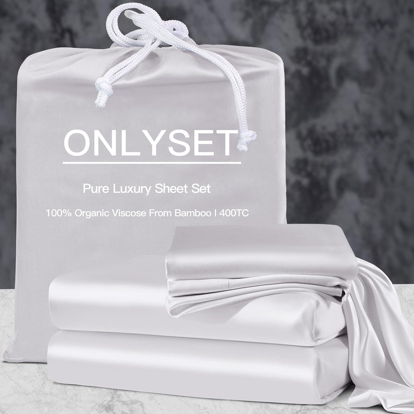 OnlySet 18-24 Inch Extra Deep Pocket King Sheet Set, 100% Viscose Derived from Bamboo Sheets King Size Bed Sheets, 4Pcs Soft Ivory Cooling Sheets for Hot Sleepers