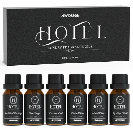 ARVIDSSON Hotel Diffuser Oil Gift Set - Inspired by 5 Star Hotel Scents - Luxury Hotel Essential Oils for Diffuser and Crafting, Premium Fragrance Oil Set, 6 x 10 mL, 0.34 fl oz