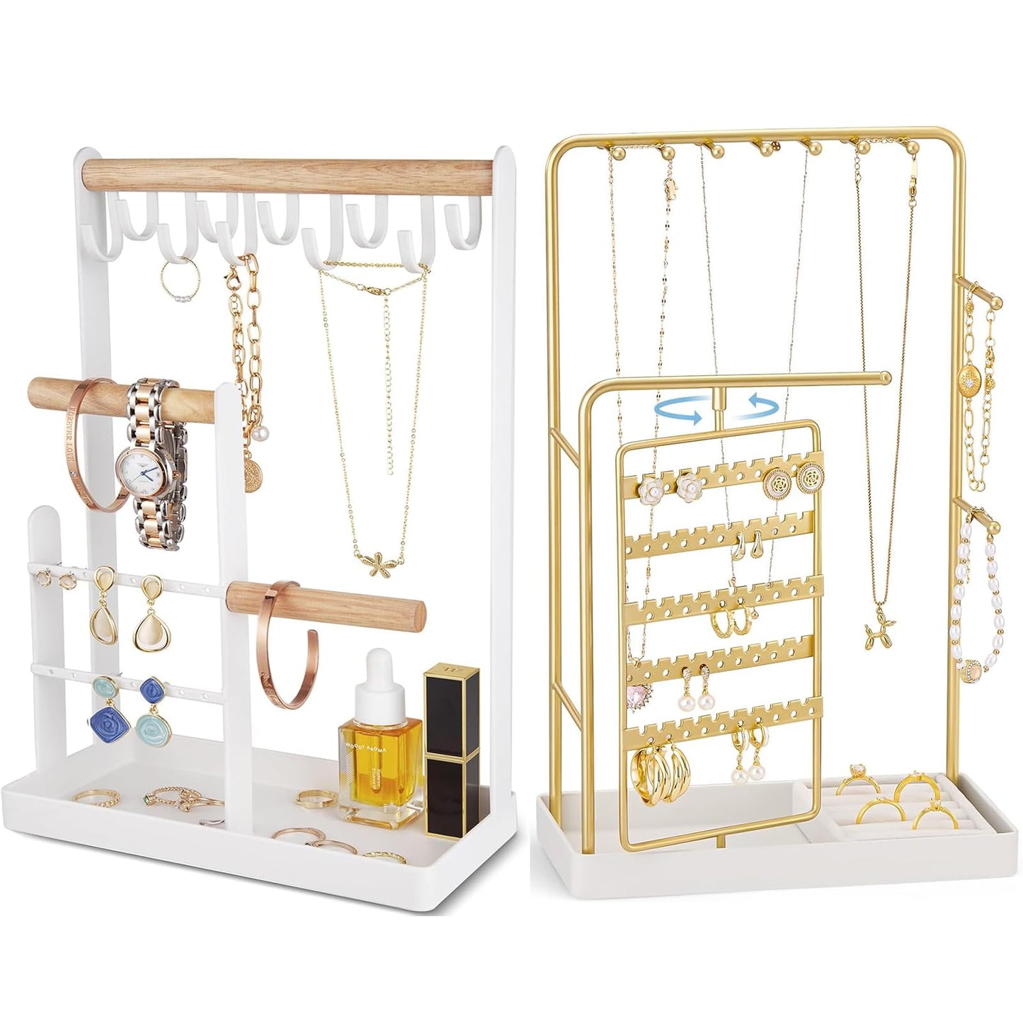 ProCase 4 Tiers Jewelry Stand Bundle with Jewelry Display Stand Holder