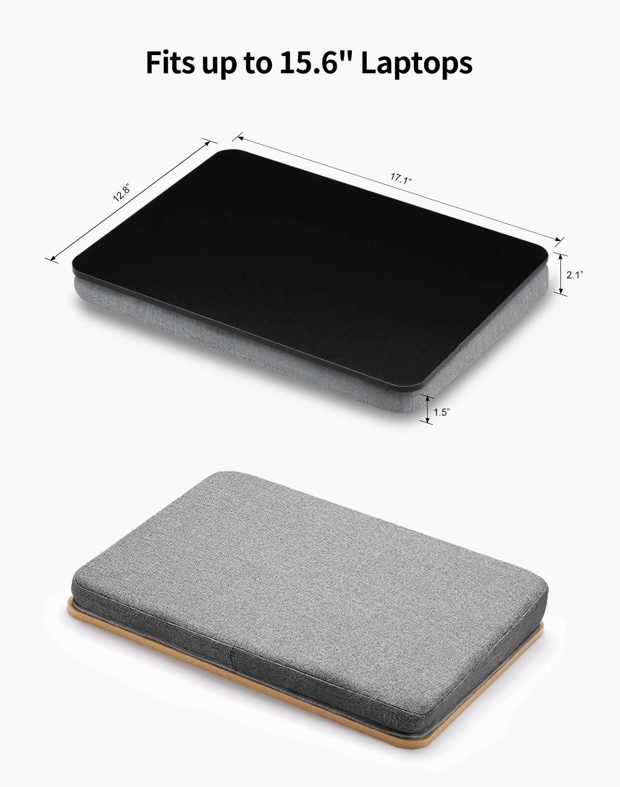 ZEAPTAC Lap Desk with Pillow Cushion, Portable Bed Desk, Fits up to 15.6 inch Laptop, Lap Stand for Bed & Couch & Carpet, Book/Tablet/Drawing Board Stand - Black
