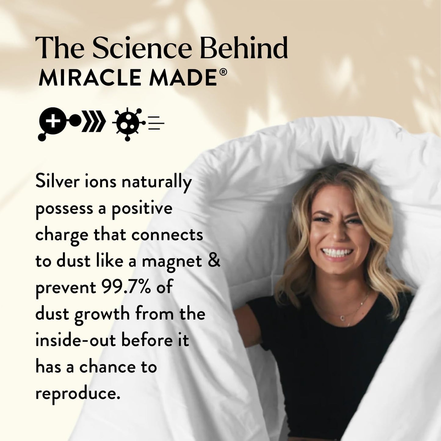 Miracle Made All-Season Duvet Insert Comforter – Silver-Treated Breathable Cotton Fabric, Pet Hair Resistant, Cool-to-The-Touch Bedding – Fits Full/Queen Bed Cover, White