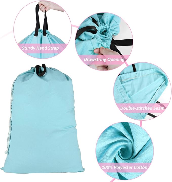 SWISSELITE Laundry Bag with Handle and Drawstring, Large Heavy Duty Laundry Bag, 28 x 40 Inches Travel Dirty Clothes Bag for Laundromat and Household