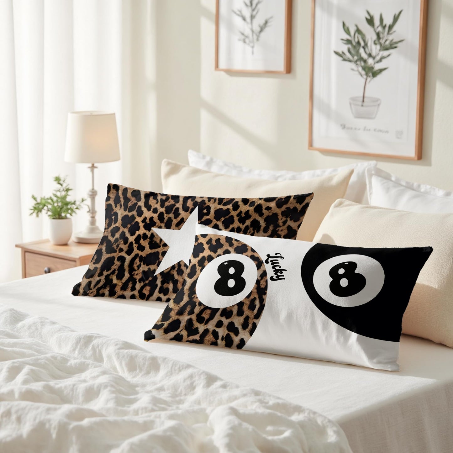 GTYNU Trendy Funky Cheetah Y2K 8 Ball Pillow Covers 12x20 Set of 2,Fuunky Leopard Print Star Decorative Pillowcases,Cheetah Throw Pillow Covers for Couch Sofa Bed Home Room Decor