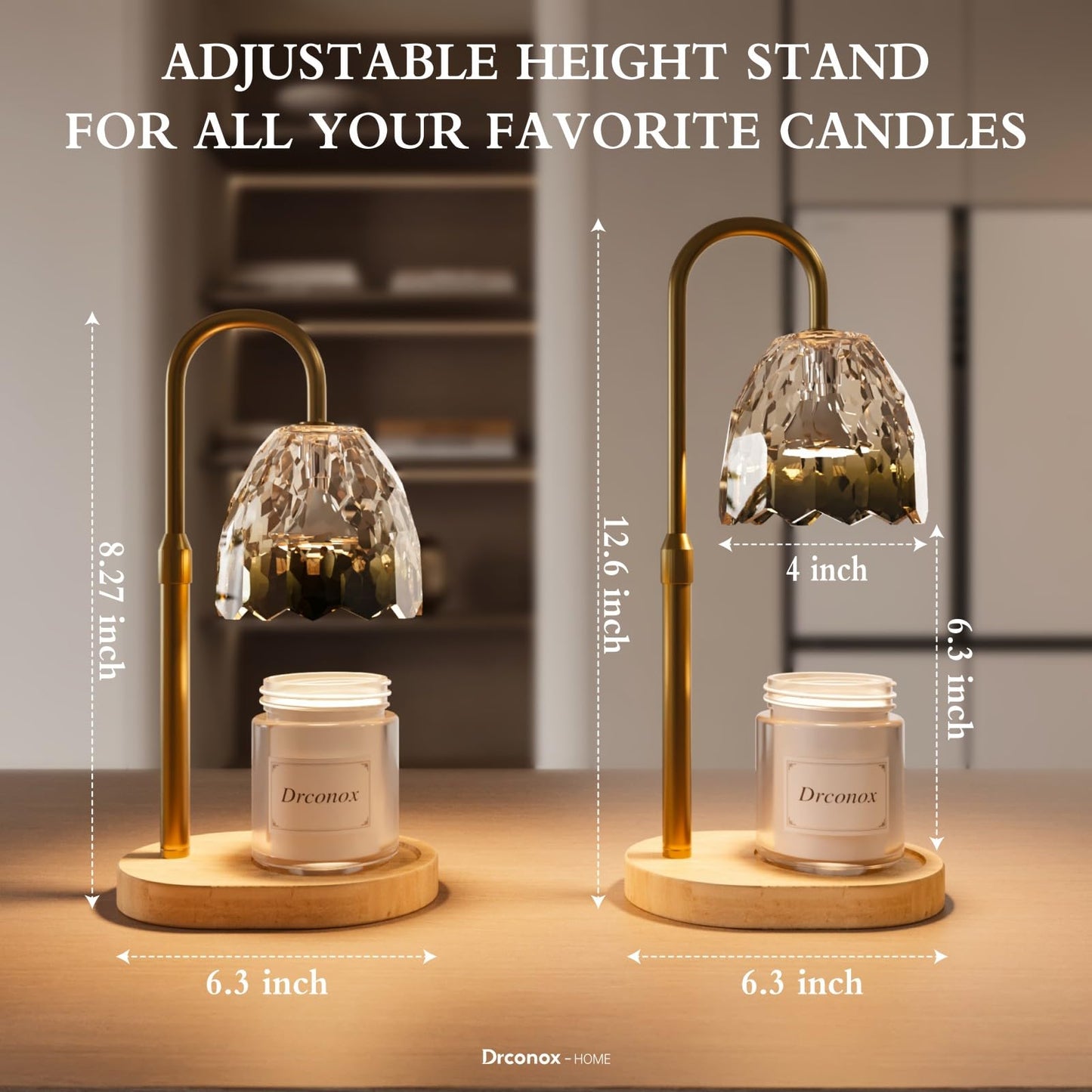 Drconox Candle Warmer Lamp with Timer Dimmable, Adjustable Height Wax Melt Warmer for Jar Candles, Birthday Gifts for Women, House Warming Gifts New Home Decor with 2 Bulbs, Gradient